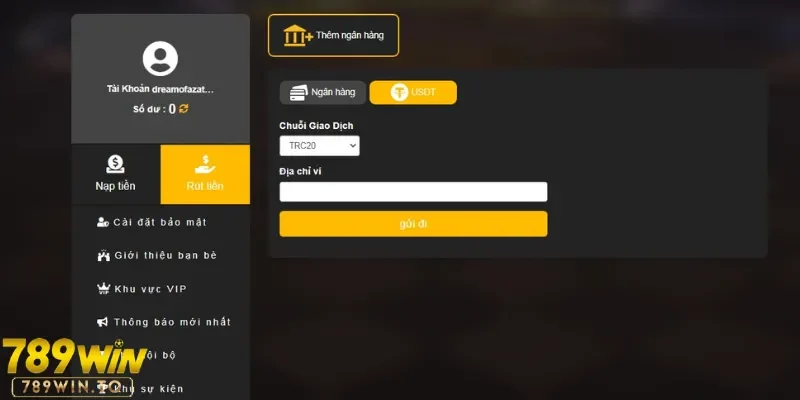 Các bước chuyển tiền thắng về ví cá nhân