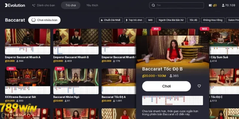 Đa dạng chọn lựa khi cược Baccarat