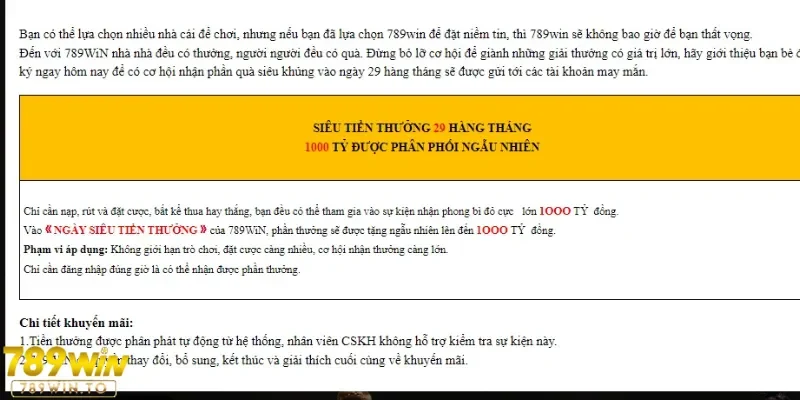 Nhiều sự kiện được 789Win update mới