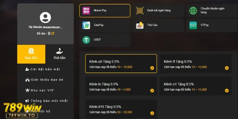 Nạp tiền là bước cần thiết để cá cược Keno